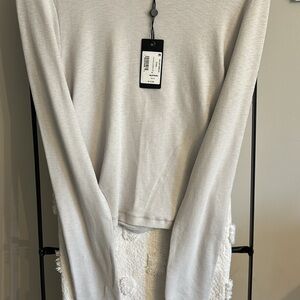 Rag & Bone Gray Ruffled Long Sleeve Blouse